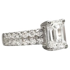 GIA Certified 2 Carat Emerald Cut Diamond Pave Ring VVS1 Clarity D Color