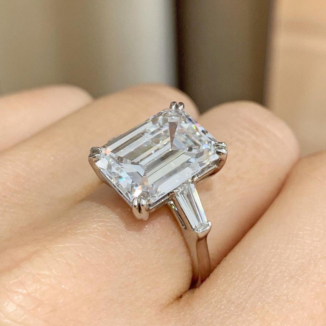 GIA Certified 2.17 Carat Emerald Cut Diamond Platinum Ring Flawless Clarity
F Color