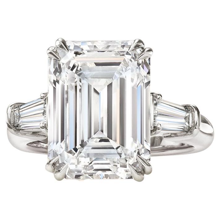 GIA Certified 2.17 Carat Emerald Cut Diamond Platinum Ring Flawless Clarity For Sale