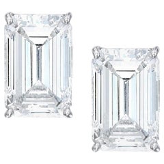 GIA Certified 2 Carat Emerald Cut Diamond Platinum Studs VVS EF Color