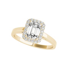 GIA zertifiziert 2 Karat Smaragd Halo 18K Gelbgold Diamant Ring