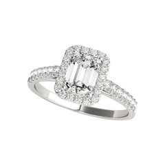 GIA Certified 2 Carat Emerald Halo Pave  Anello con diamante