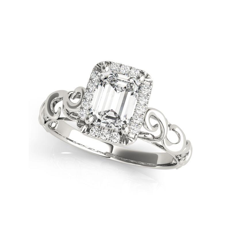 GIA Certified 2 Carat Emerald Halo Ribbon Cathedral Platinum Diamond Ring In condizioni Nuovo in vendita a New York, NY