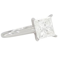 GIA Certified 2.01 Carat Princess Cut Diamond Solitaire Ring 18K Gold Ring