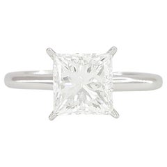 GIA Certified 2 Carat F Color Princesse Cut Diamond Solitaire 18K Gold Ring