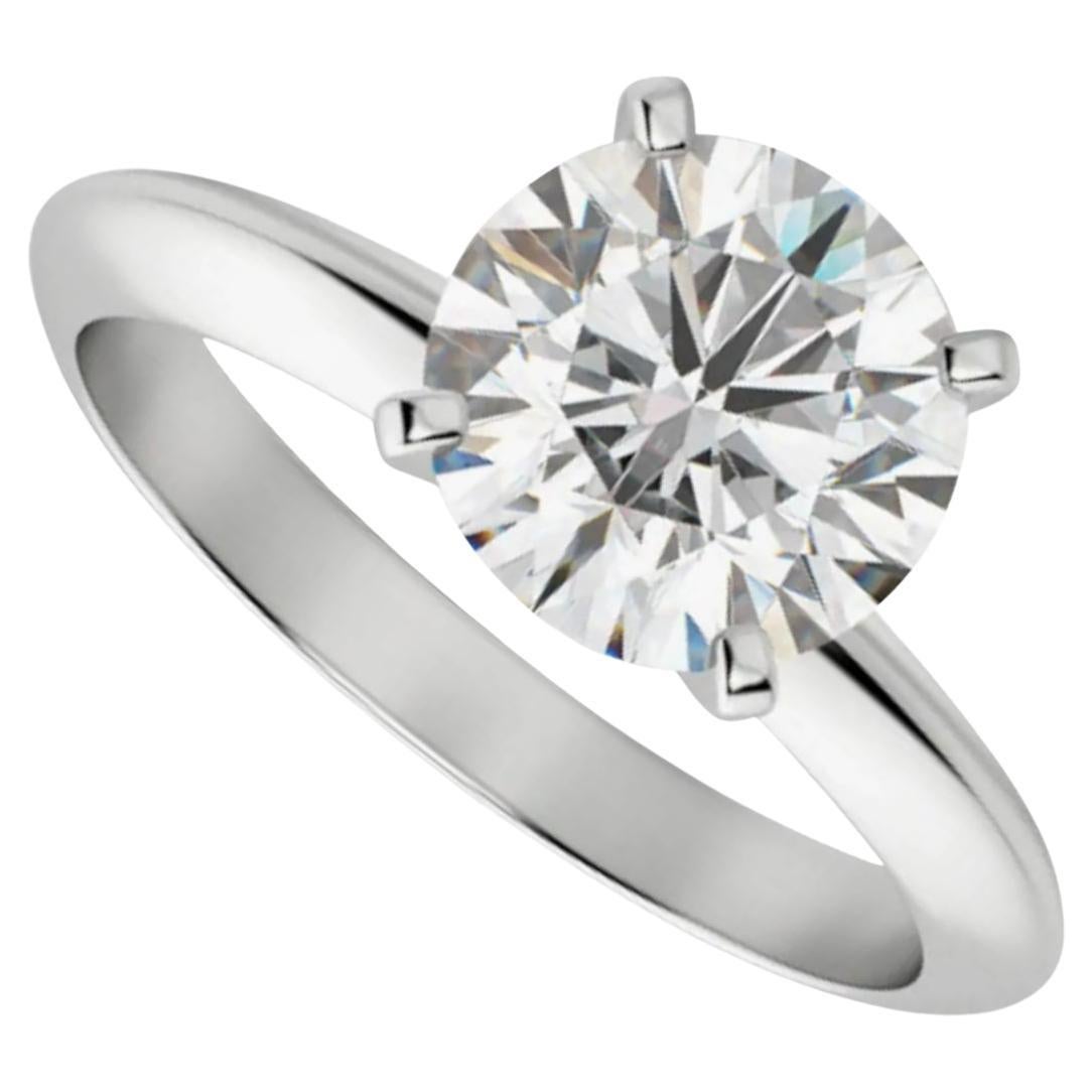 GIA zertifizierter 2 Karat F Farbe VS2 Rundschliff Dreifach Ex Diamant 18K Gold Ring