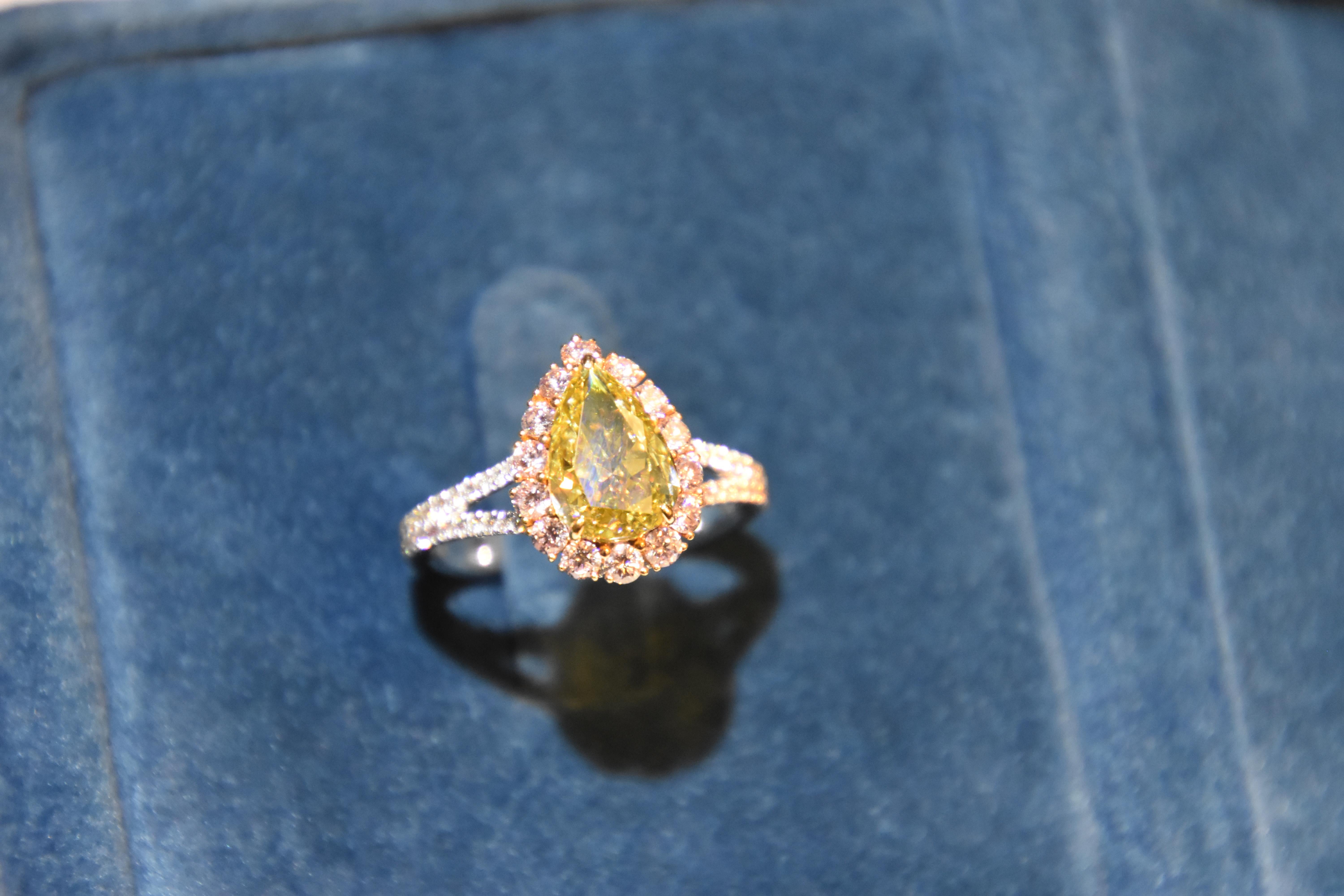 Contemporary GIA Certified 2 Carat Fancy Grayish Greenish Yellow Diamond Ring For Sale