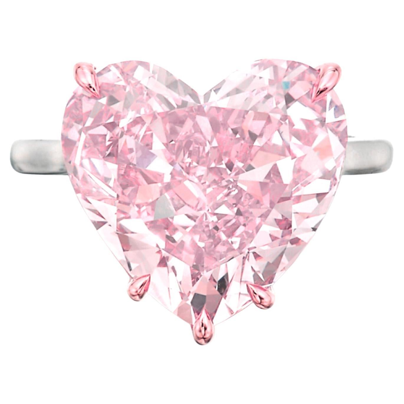 Anello con diamante a forma di cuore di colore rosa chiaro da 2 carati certificato GIA in vendita