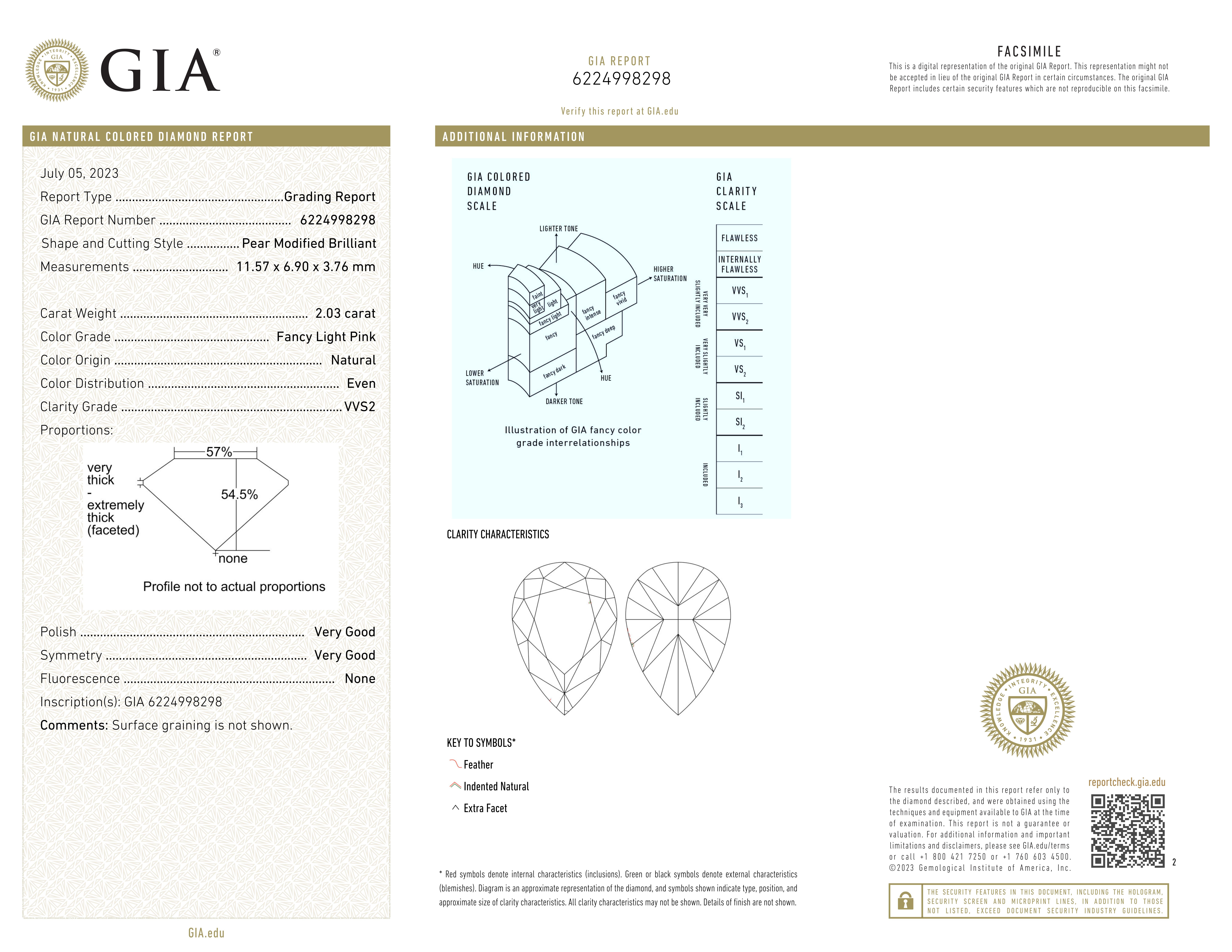 GIA Certified 2 Carat Fancy Light Pink Pear Cut Diamond Ring In New Condition For Sale In Chicago, IL