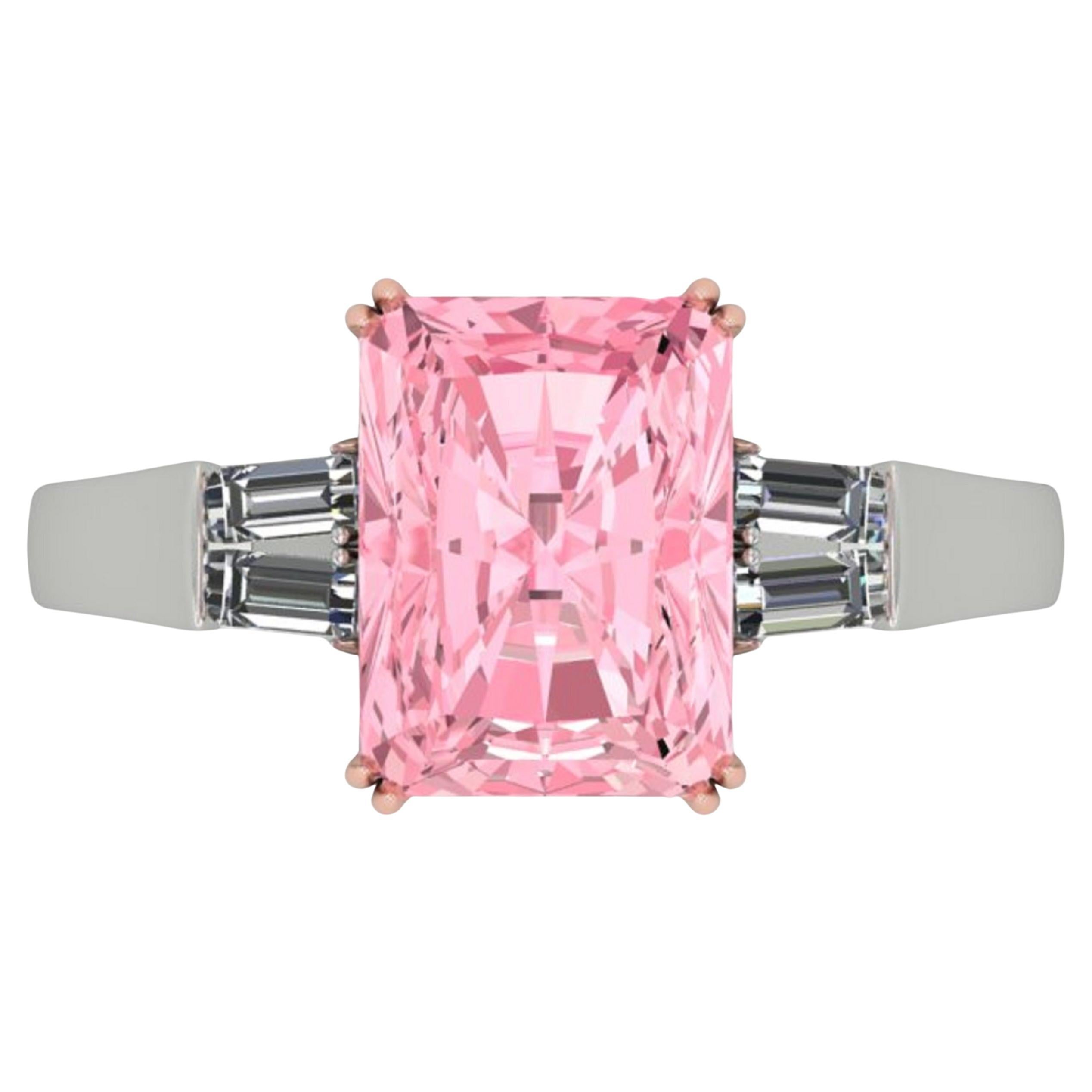GIA Certified 2 Carat Fancy Very Light Pink Radiant Cut Diamond Ring