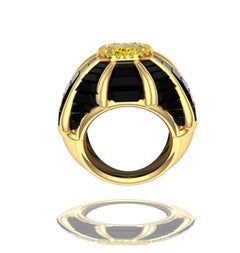 GIA Certified 2 Carat Fancy Yellow Diamond and Onyx Ring