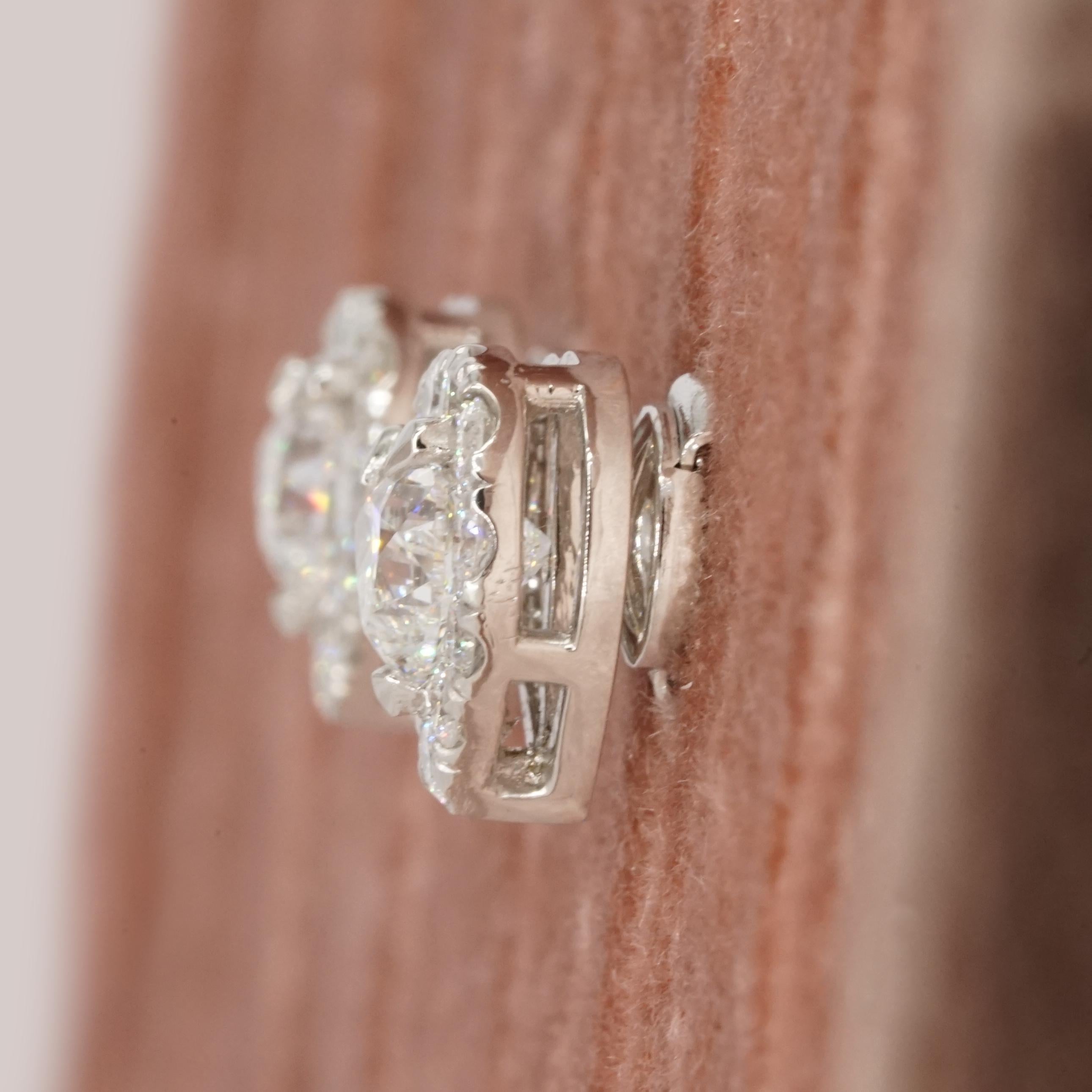 GIA Certified 2 Carat Heart Shape Diamond Stud D/E Color VVS1 Clarity in vendita 3