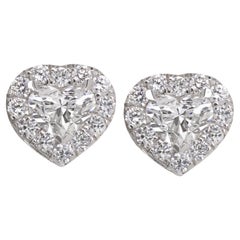 GIA-zertifizierter 2 Karat herzförmiger Diamant-Ohrstecker in Herzform D/E Farbe VVS1 Reinheit