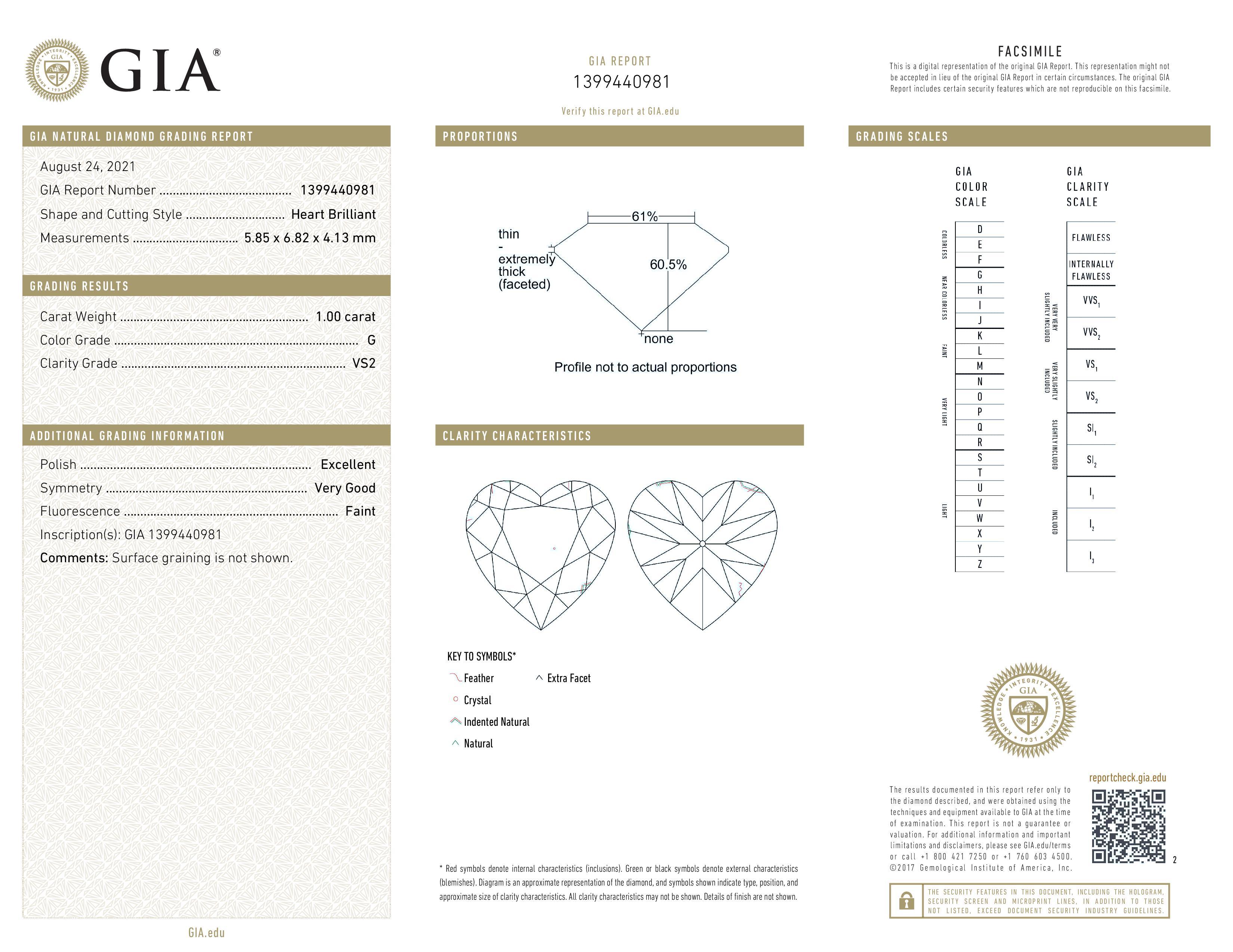 Modern GIA Certified 2 Carat Heart Shape Diamond Studs F/G Color VS2 Clarity