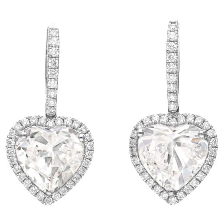 Modern GIA Certified 2 Carat Heart Shape Diamond Studs  For Sale