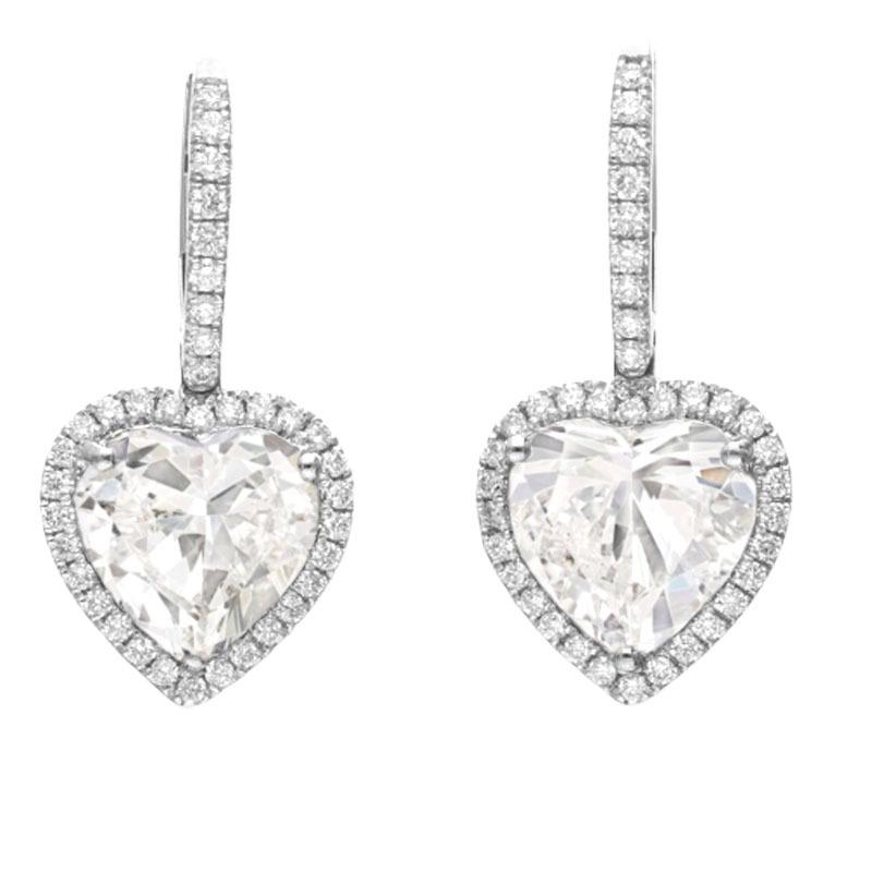Heart Cut GIA Certified 2 Carat Heart Shape Diamond Studs  For Sale