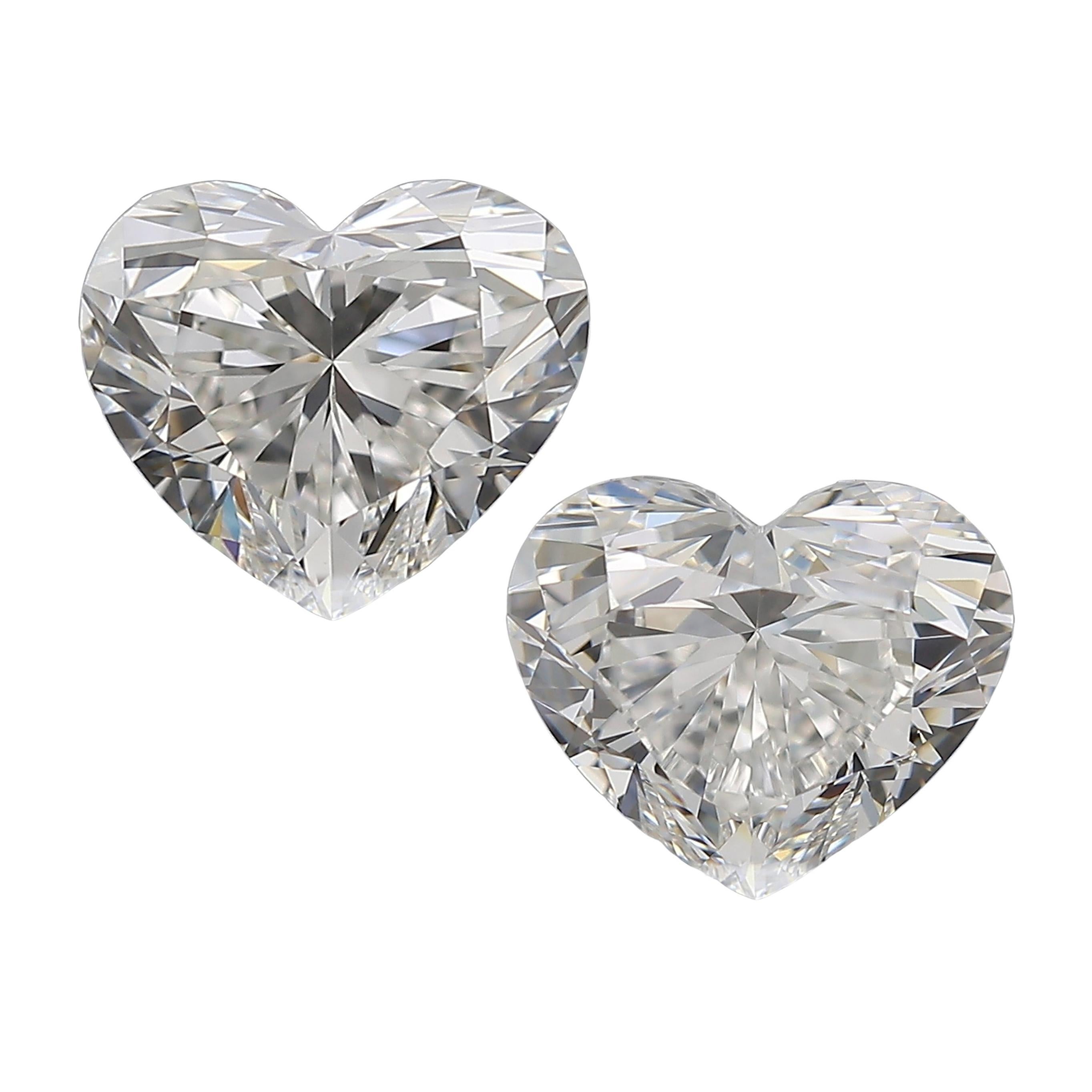 GIA Certified 2 Carat Heart Shape Diamonds White Gold Studs