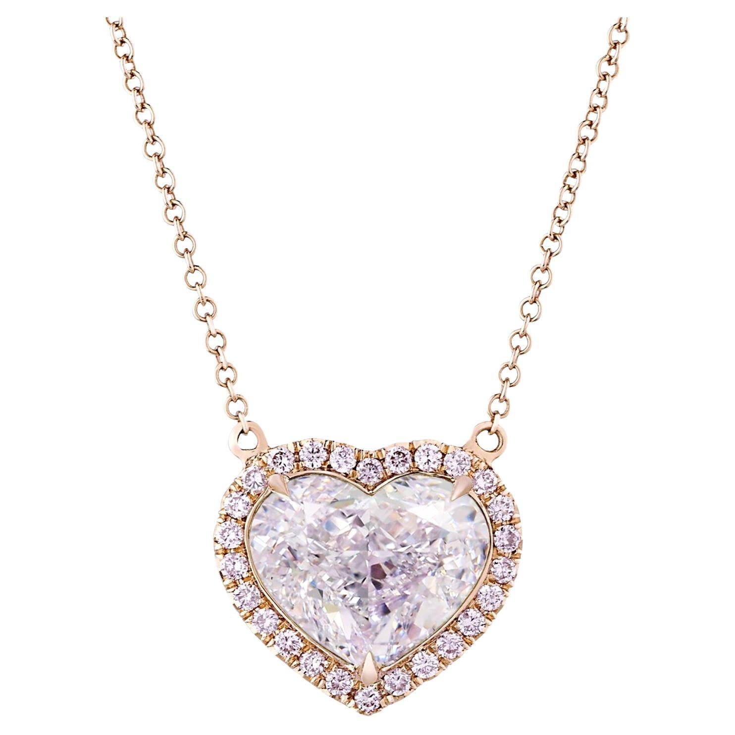 GIA Certified 2 Carat Heart Shape Fancy Light Pink Diamond Pendant Necklace