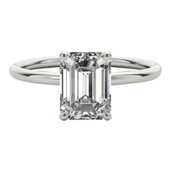 GIA-zertifizierter 2-Karat-Smaragd-Solitär-Diamantring mit verstecktem Halo