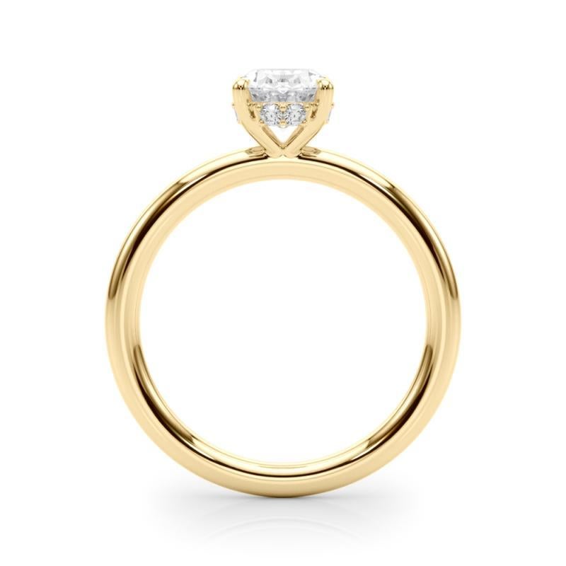 Anello con diamante ovale nascosto da 2 carati in oro giallo 18 carati certificato GIA In condizioni Nuovo in vendita a New York, NY