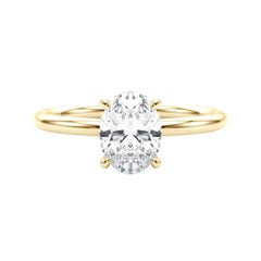 Anello con diamante ovale nascosto da 2 carati in oro giallo 18 carati certificato GIA