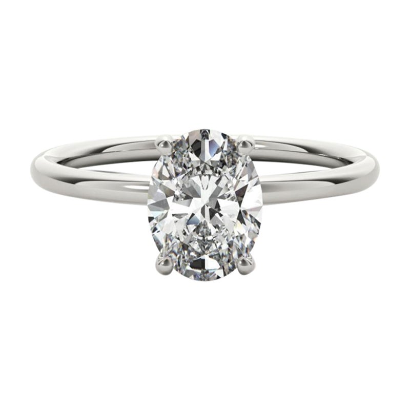 GIA-zertifizierter 2 Karat verborgener Halo Oval Solitär Weißgold Diamantring