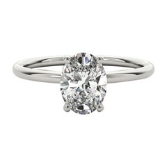 GIA-zertifizierter 2 Karat verborgener Halo Oval Solitär Weißgold Diamantring
