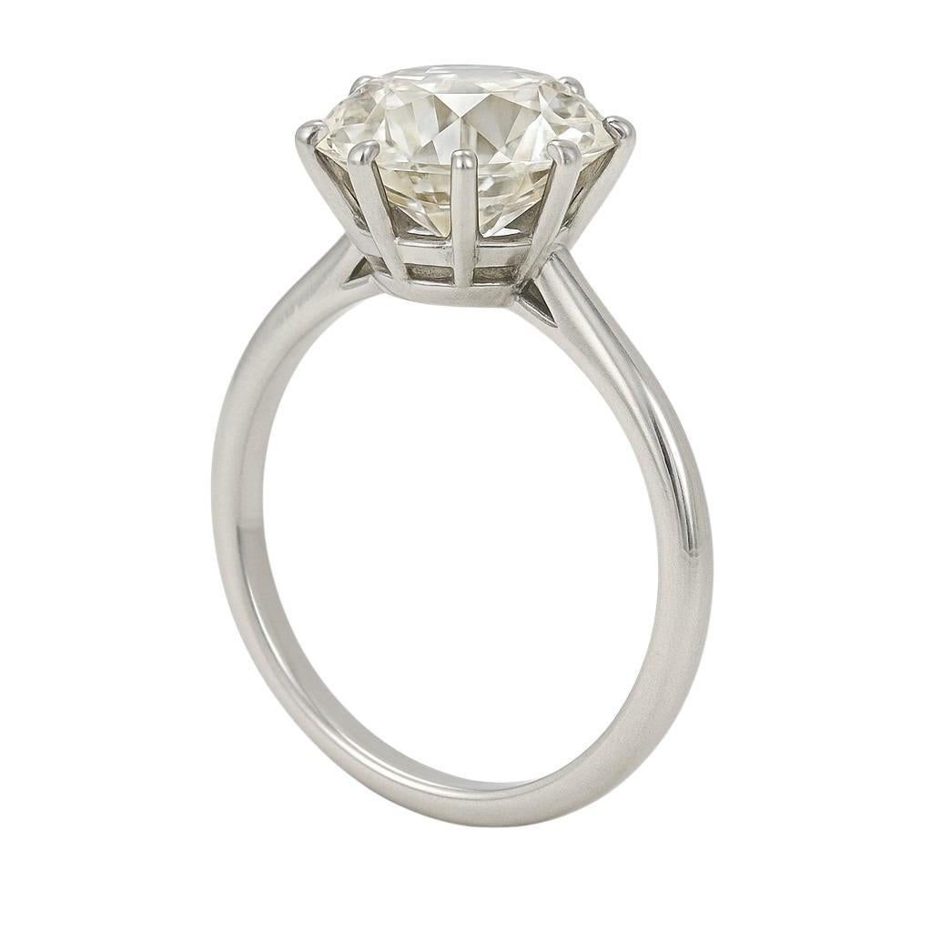 GIA Certificado 2 Quilates J color VS2 Antiguo Diamante talla europea Anillo de Platino en Nuevo estado para la venta en Chicago, IL