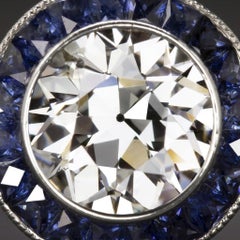 GIA Certified 2 Carat Old European Cut Diamond Sapphire Art Deco Style Ring