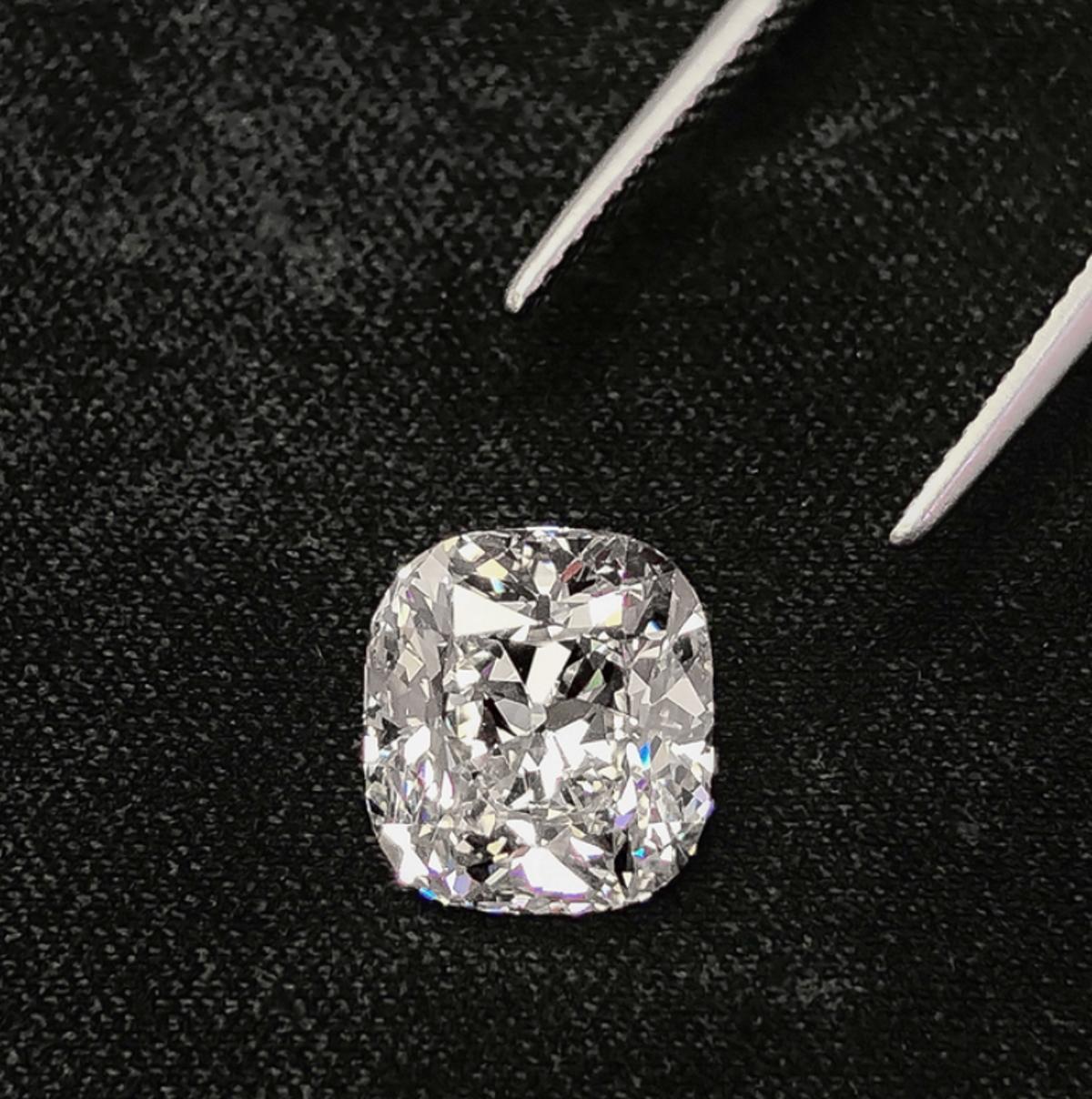 Modern GIA Certified 2 Carat Old Mine Cushion Cut Three-Stone Diamond Ring  For Sale