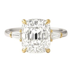 GIA Certified 2 Carat Old Mine Cut Diamond Platinum and Gold Engagement Ring