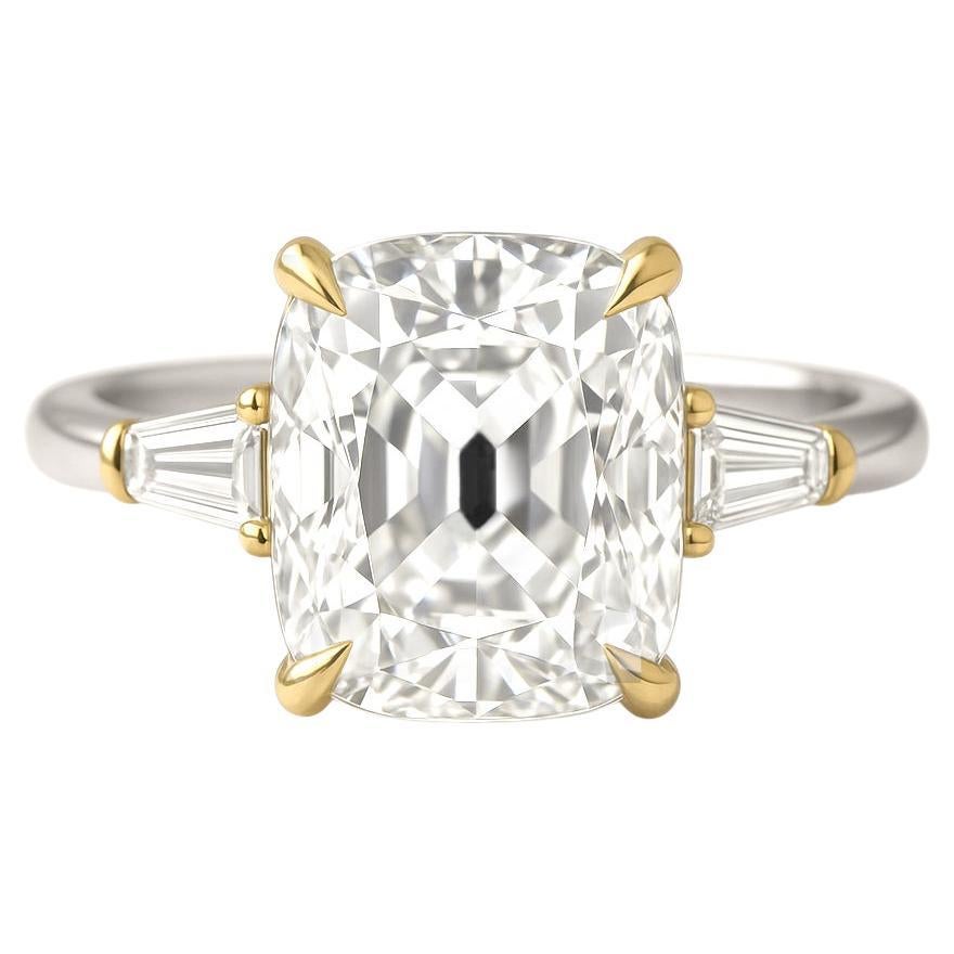GIA Certified 2 Carat Old Mine Cut Diamond Platinum and Gold Engagement Ring