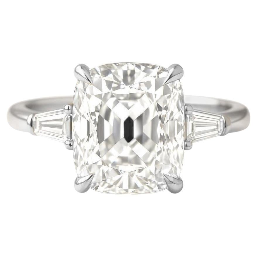 Anillo de compromiso de oro y platino de 2 quilates de diamantes talla mina antigua con certificación GIA