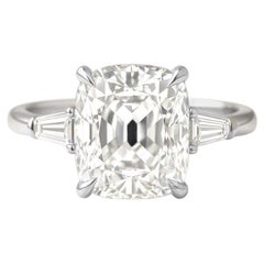 Anillo de compromiso de oro y platino de 2 quilates de diamantes talla mina antigua con certificación GIA