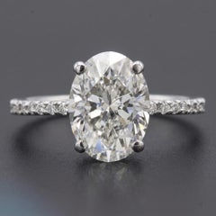 GIA Certified 2 Carat Oval Cut Diamond Engagement Ring in 14k White Gold