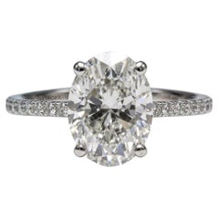 GIA Certified 2 Carat Oval Cut Diamond Engagement Ring in 14k White Gold