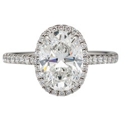 GIA Certified 2.40 Carat Oval Cut Engagement Diamond Excellent Shape F Color 