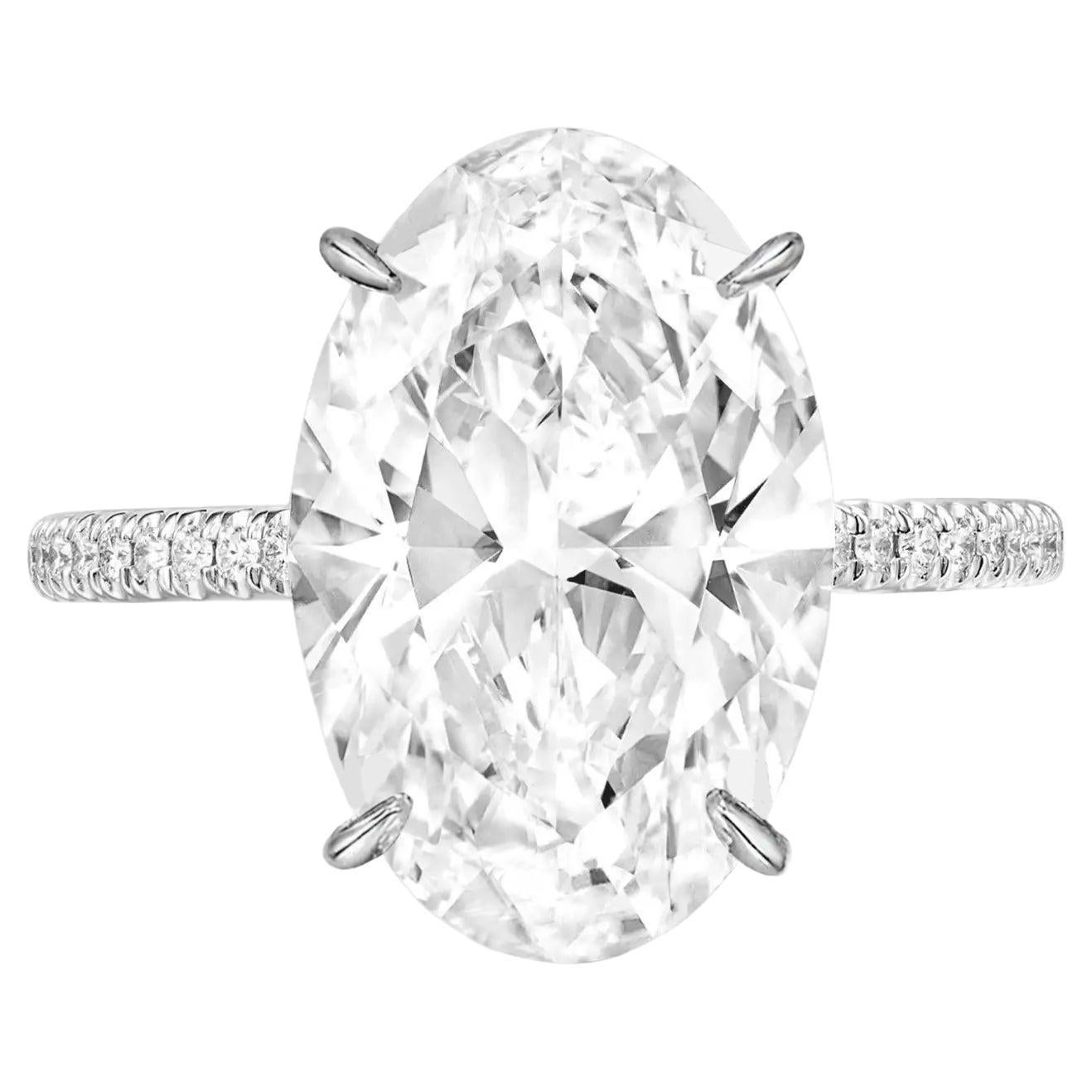 GIA Certified 2 Carat Oval Diamond Platinum Ring Internally Flawless Clarity For Sale