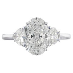 GIA Certified 2 Carat Oval Diamond Solitaire Platinum Ring 