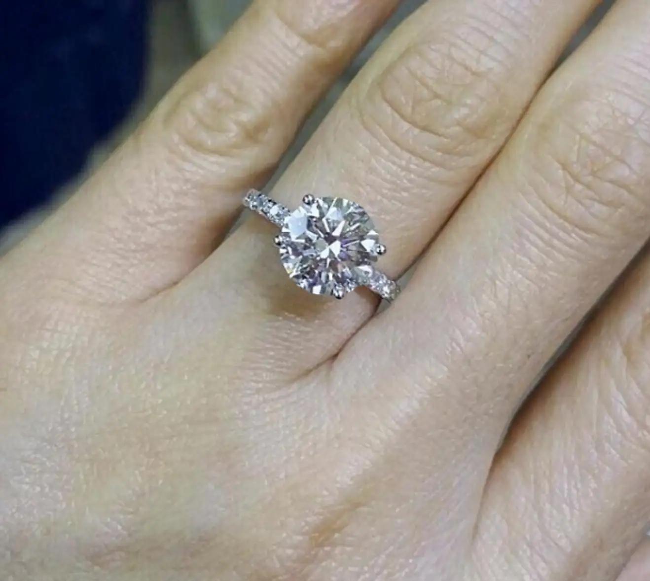 2 carat round pave diamond ring
