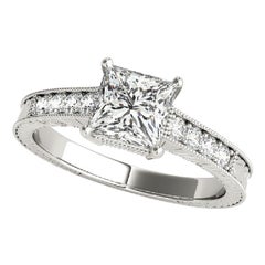 GIA Certified 2 Carat Princess Double Basket Vintage Platinum Diamond Ring