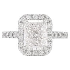 GIA Certified 2 Carat Radiant Cut Diamond Engagement Platinum Ring