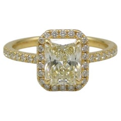 GIA Certified 2 Carat Radiant Cut Diamond Halo Engagement Ring