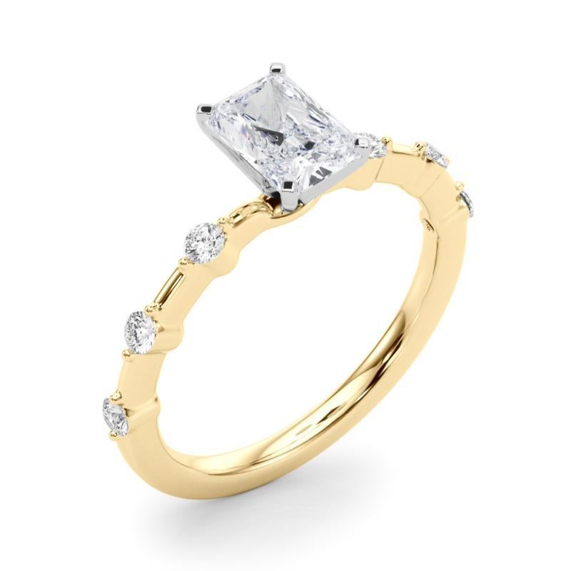 Bague en bambou certifiée GIA avec diamant radiant de 2 carat Pour femmes en vente