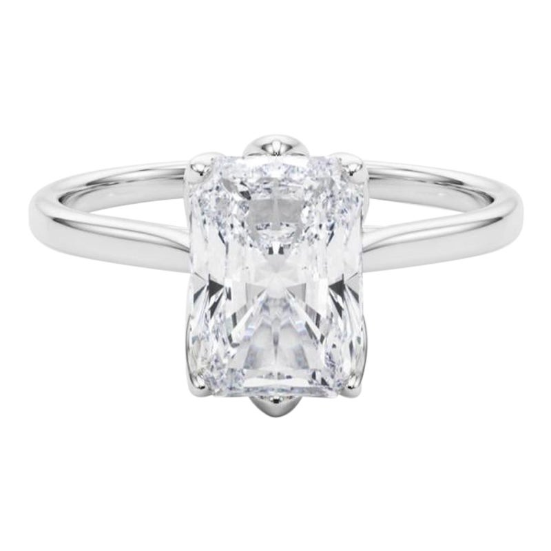 Anello con diamante radiante solitario Tulipano Rosa in platino certificato GIA da 2 carati in vendita