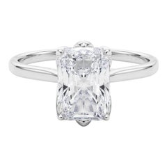 GIA Certified 2 Carat Radiant Solitaire Tulip Rose Platinum Diamond Ring