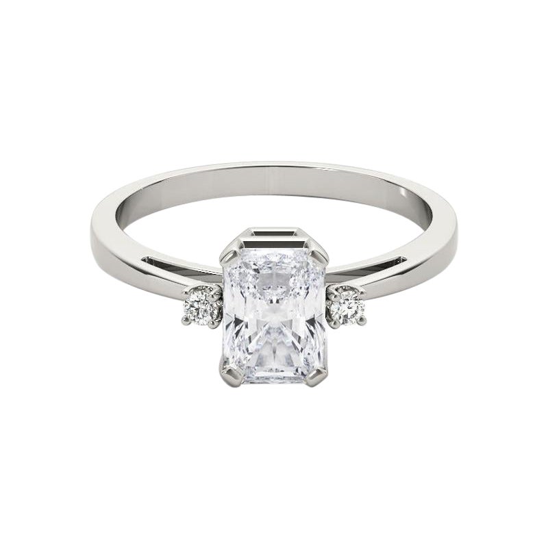 GIA-zertifizierter 2 Karat Radiant-Dreistein  Diamantring