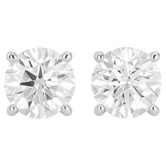 GIA Certified 2 Carat Roud Diamonds 14K White Gold Studs Earrings