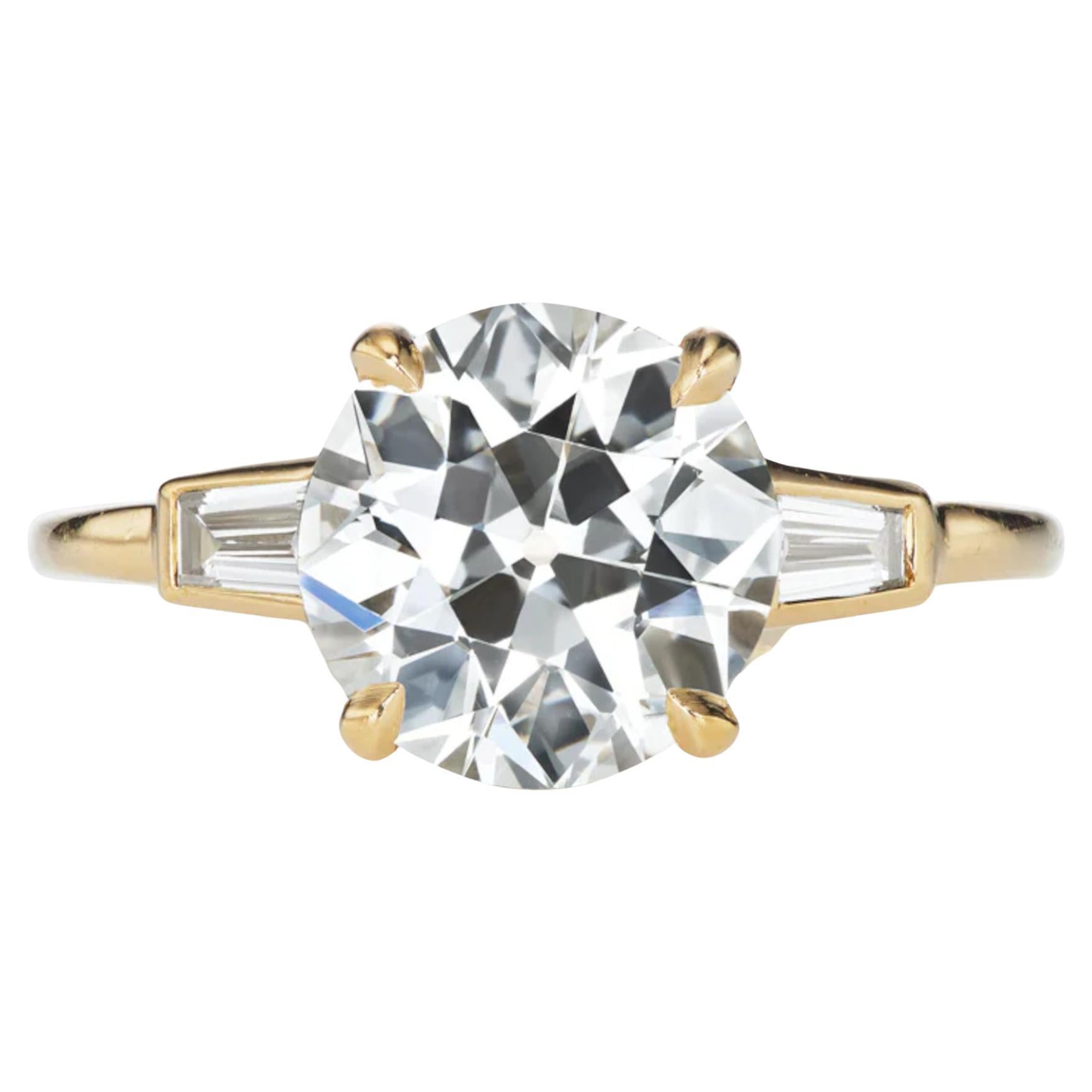 Art Deco GIA Certified 2 Carat Round Brilliant Cut Diamond Engagement Old Cut For Sale