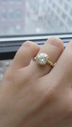 GIA Certified 2 Carat Round Brilliant Diamond 14K Yellow Gold Solitaire Ring
